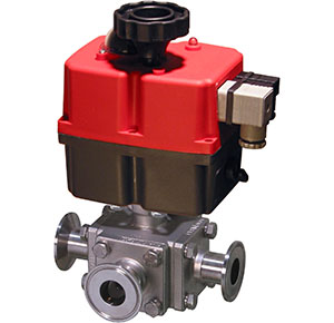 30D Series sanitary 3-way ball valve with multi-voltage electric actuator