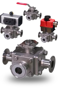Actuated 3-way Tri-clamp Ball Valves