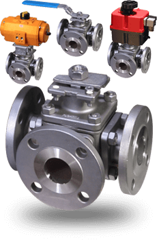 Flanged 3-way ball valve for steam