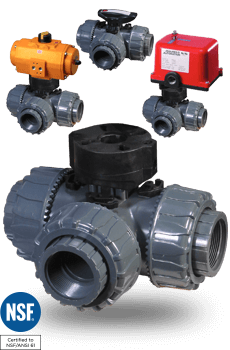 Manual and Actuated 3-way PVC ball Valves